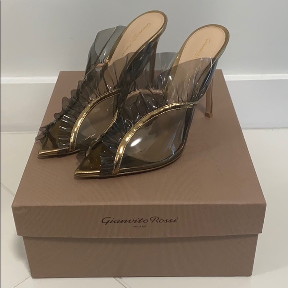 Gianvito Rossi Shoes - Gianvito Rossi -Ofelia Ruffle Trim PVC Mule- Sz 40